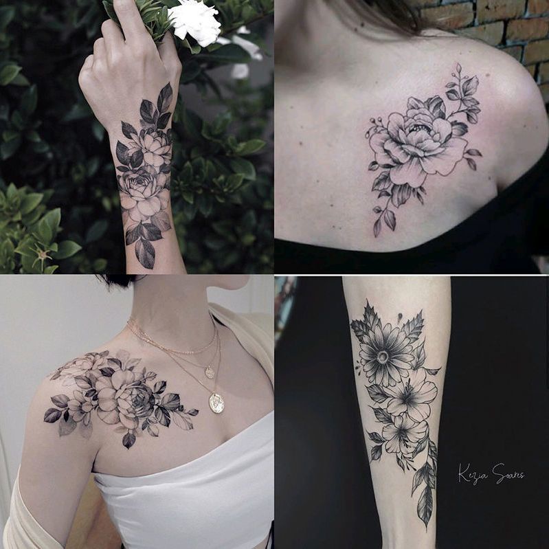 Hình Xăm Dán Thảo Dược Chống Nước Chống Mồ Hôi Lâu Trôi Họa Tiết Hoa Lớn Gợi Cảm Phong Cách Nhật Bản