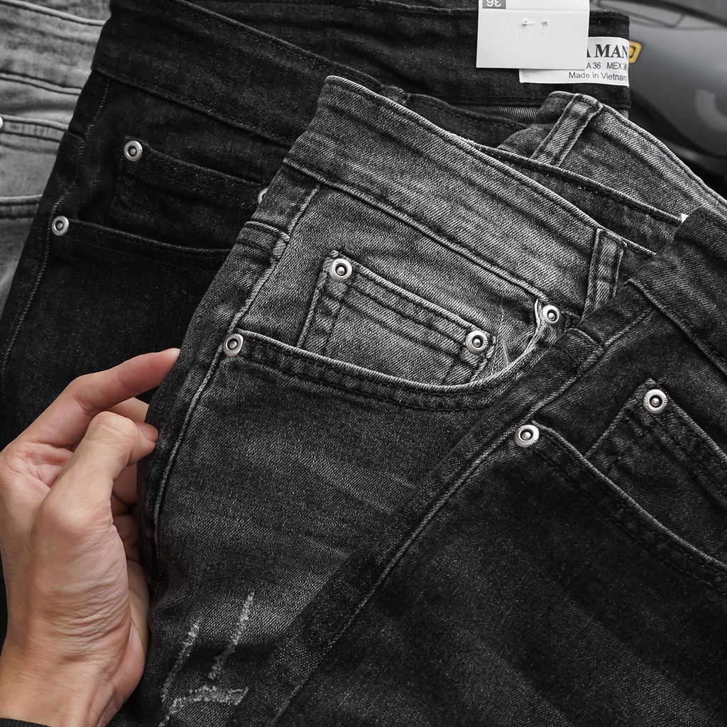 Quần jean nam ống đứng màu xám khói hàng VNXK xịn bò co giãn