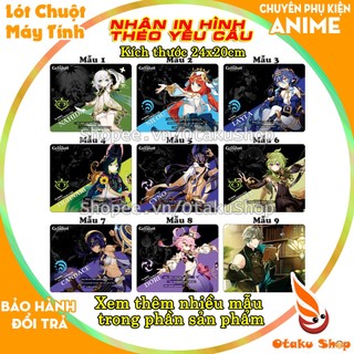 Bàn di chuột, lót chuột máy tính chơi Game Genshin Impact kích cỡ lớn 20x24cm chất liệu mouse pad bằng cao su siêu nhạy