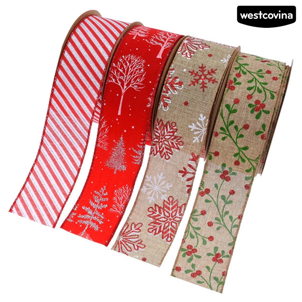 [Hot]☃Cuộn Dây Ruy Băng Dày 5cm In Họa Tiết Giáng Sinh Chống Rách Dùng Làm Quà Tặng DIY