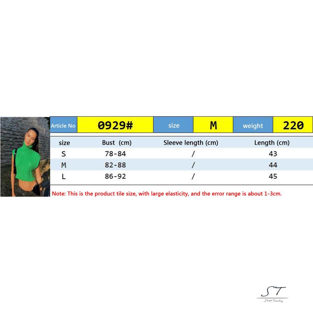 Áo Dệt Kim Sát Nách Cổ Lọ Dáng Ôm Màu Trơn Thời Trang Mùa Hè Cho Nữ CY03