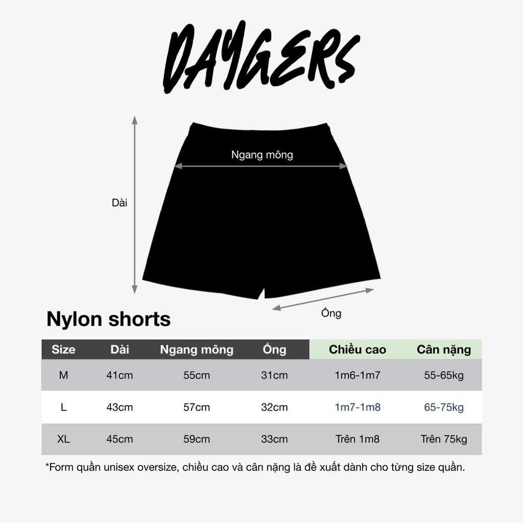 Quần shorts dù Daygers ALIEN - Quần ngắn dù unisex cao cấp - Local brand chính hãng