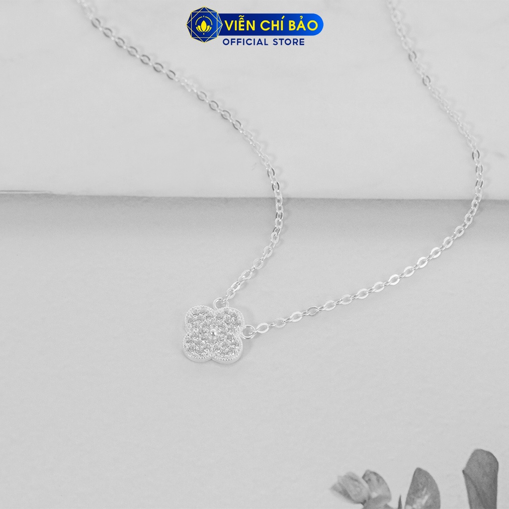 Dây chuyền cỏ đính đá chất liệu bạc 925 thời trang phụ kiện trang sức nữ Viễn Chí Bảo D400885