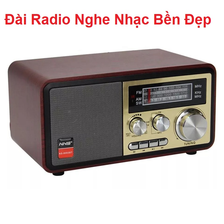 Đài Radio NS-8093BT, Bluetooth Chính Hãng NNS, Bắt Sóng FM, AM, /USB/TF, Cổng Thẻ Nhớ - Loa Dùng Điện 220V Và Pin Sạc