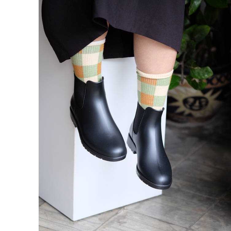 Boot Cao Su Đi Mưa Chống Thấm Nước Dáng Chelsea Thời Trang