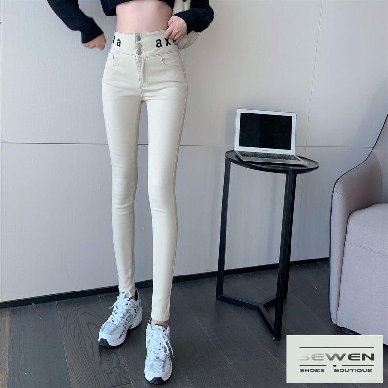 Quần Legging Lưng Cao Dáng Ôm Thêu Họa Tiết Phong Cách Mới Cho Nữ