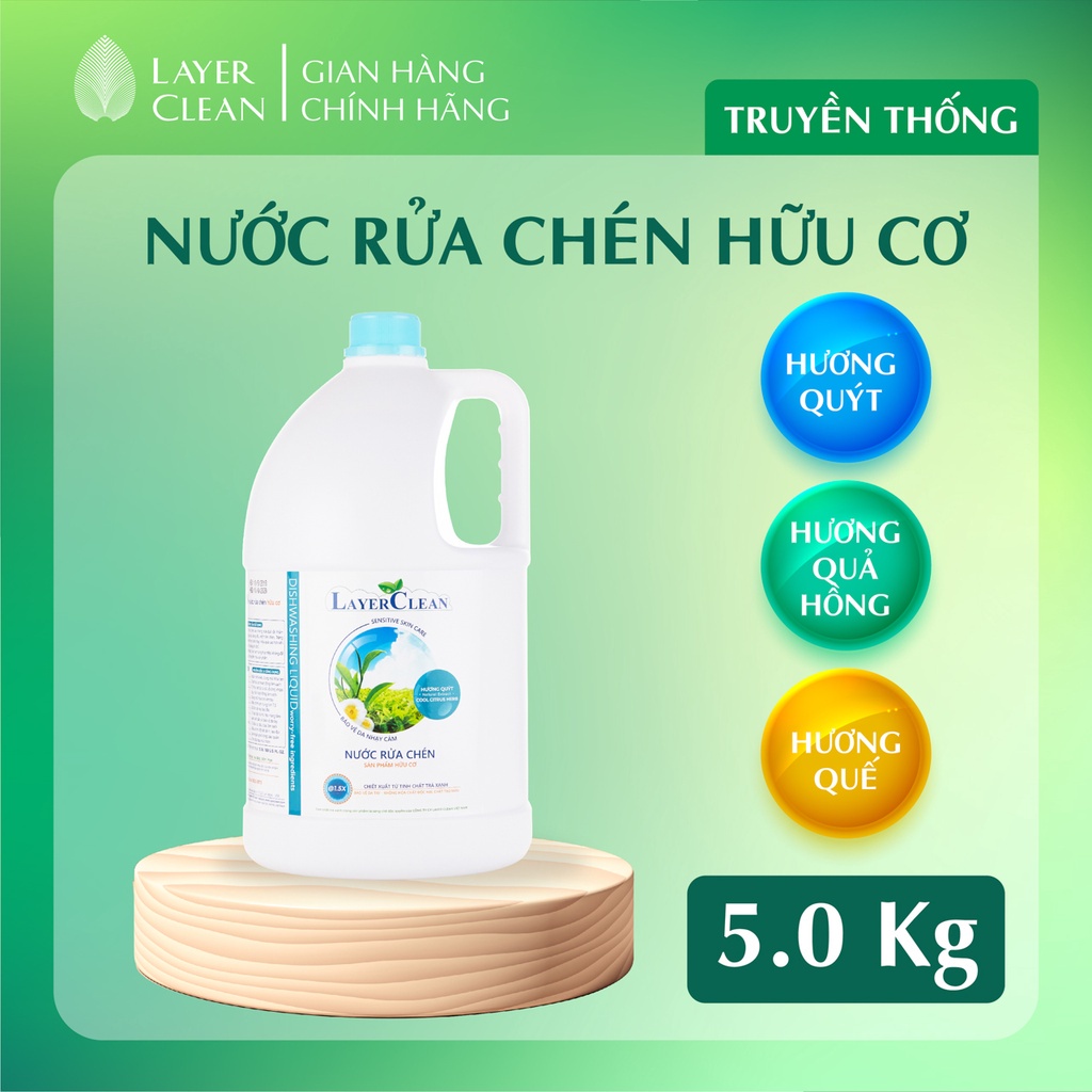 RẺ VÔ ĐỊCH Nước rửa chén bát hữu cơ Layer Clean can 5 Lít tiết kiệm