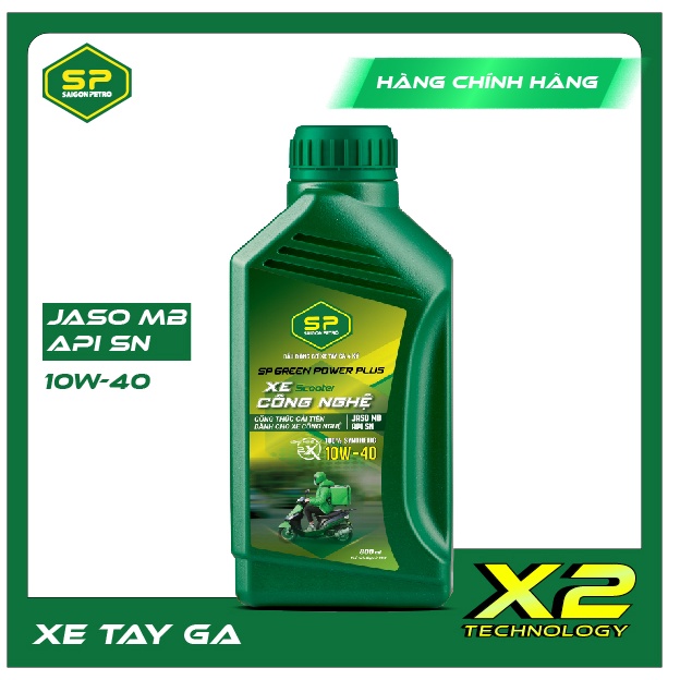 Dầu nhớt Xe công nghệ SP Green Scooter Power Plus dành cho xe ga - Dung tích 0.8L/1L - Dầu tổng hợp 100%