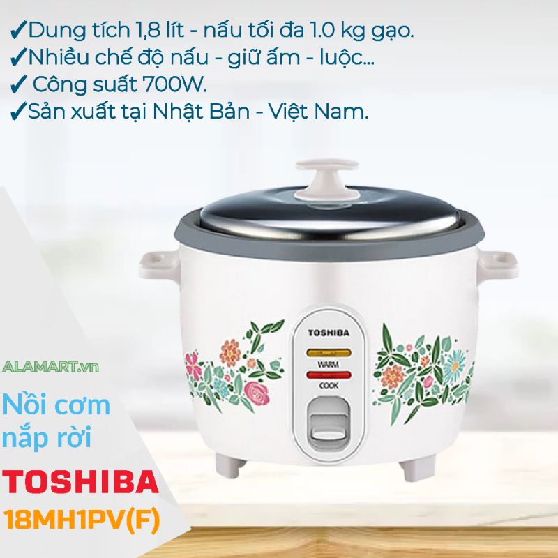 Nồi cơm nắp rời chống dính Toshiba RC-18MH1PV(F) 1.8 lít