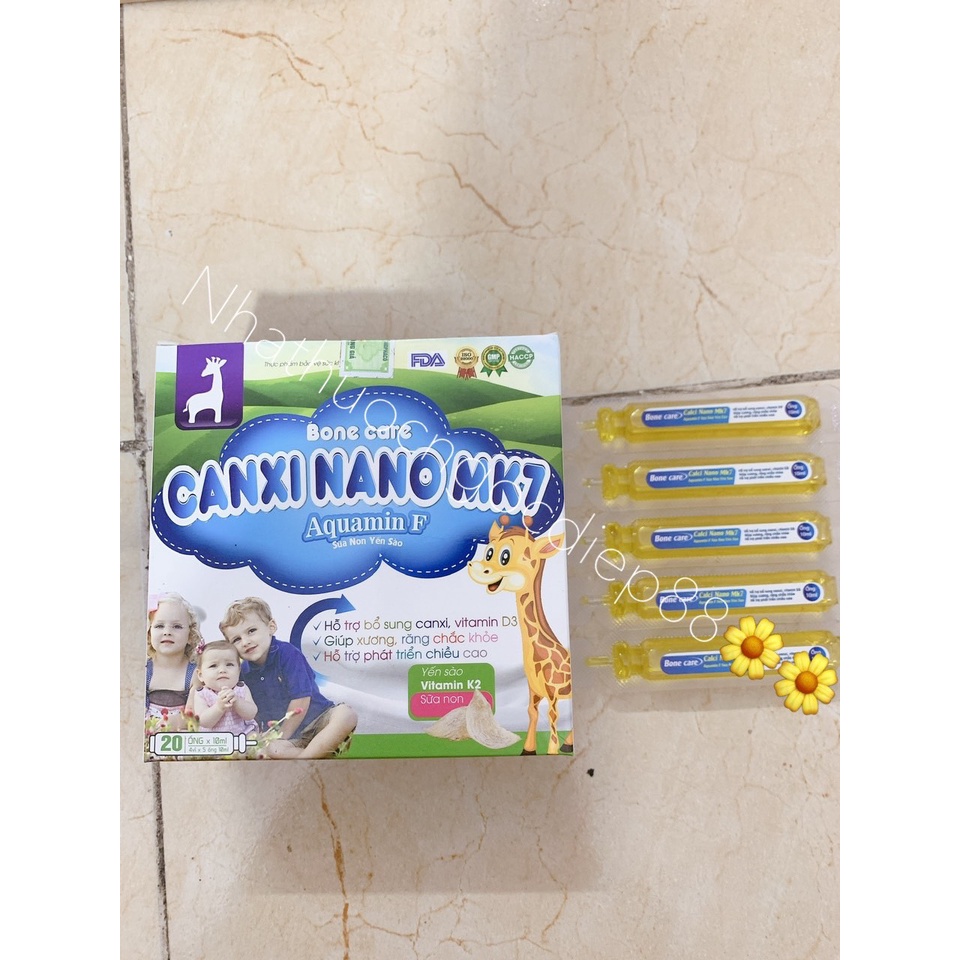 Bone Care CANXI NANO MK7 Aquamin F Yến sào sữa non - Bổ sung canxi D3 K2 MK7 cho bé từ 6 tháng
