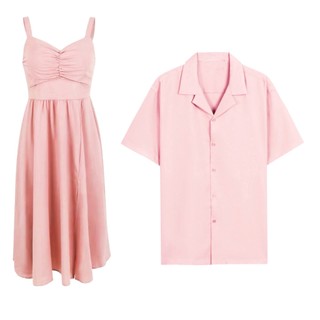 Đồ đôi đi biển, chụp cưới hồng xẻ tà nhún cực xinh - Đồ đôi Forever Couple Store