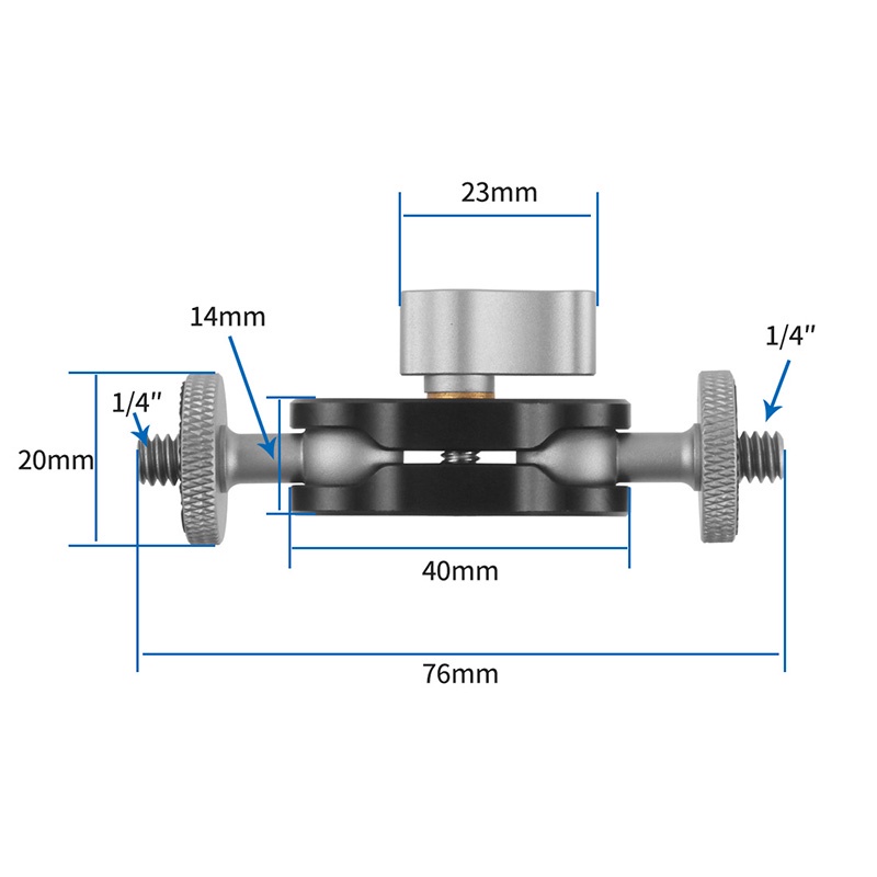 Cánh Tay Đòn Mini Hai Đầu Bi 1 / 4 inch CNC Cho Giá Ba Chân Camera Đèn LED Video