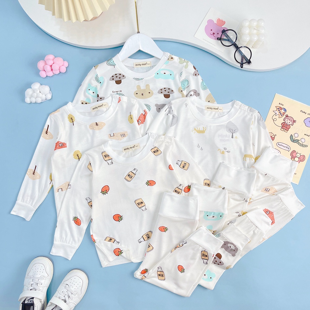 Bộ quần áo sơ sinh 3-15kg dài tay Minky Mom Galaxy cho bé trai bé gái, vải thun lạnh cao cấp siêu co giãn và mềm mịn