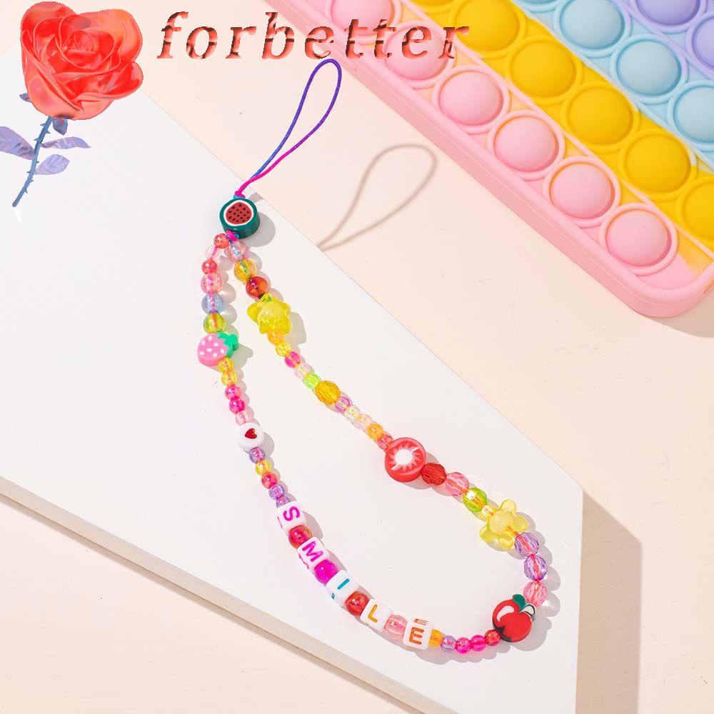 Dây đeo gắn điện thoại di động đính hạt acrylic mềm nhiều màu sắc phong cách Bohemia