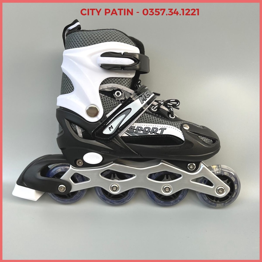 Giày trượt patin trẻ em, Patin bear cho trẻ có bánh đầu sáng đèn, Giày điều chỉnh tăng giảm được size