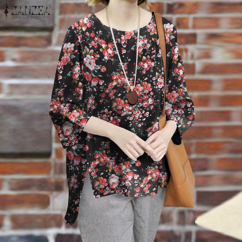 Áo kiểu ZANZEA in hoa cổ tròn thời trang cho nữ