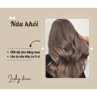 Combo Thuốc nhuộm tóc màu NÂU KHÓI - Kèm trợ nhuộm - Lên màu chuẩn- Lashy store, Lashystore