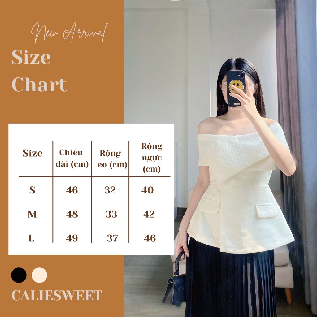 Áo trễ vai thiết kế Caliesweet áo trễ vai vạt chéo sang chảnh 3 size S M L | BigBuy360 - bigbuy360.vn