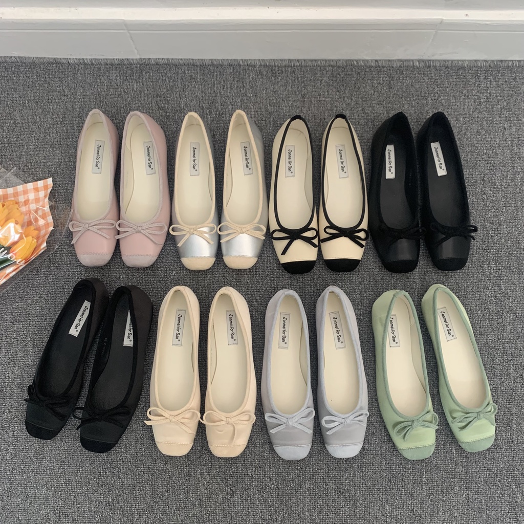 Giày Búp Bê Đế Bằng Màu Đen Dễ Phối Đồ Thời Trang Xuân Thu 2022