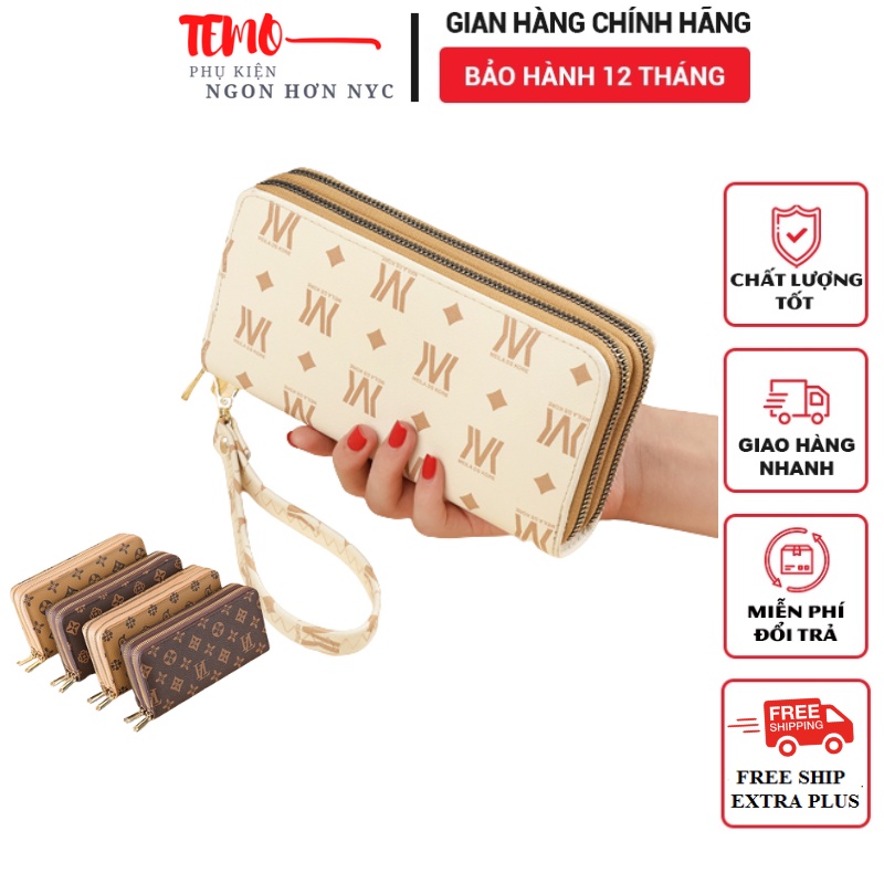 VÍ nữ cầm tay nhiều ngăn cao cấp kiểu dáng bóp nữ thời trang hàn quốc da đẹp mẫu ví nữ bỏ túi dáng dài temo81