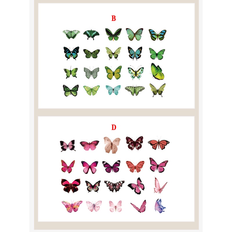 Set 40 Miếng Dán PET Trong Suốt Họa Tiết Bướm Trang Trí Điện Thoại / Laptop / Sổ Tay