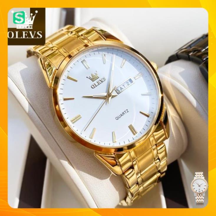 Đồng hồ quartz OLEVS 6898G dây thép không gỉ dạ quang chống nước chính hãng cho nam