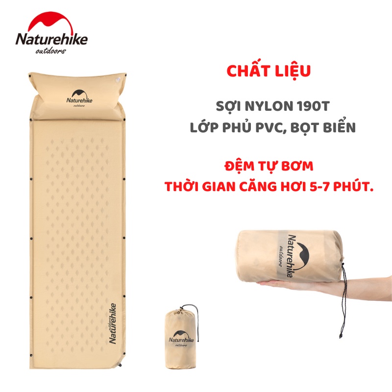 ĐỆM ĐƠN DÃ NGOẠI, CẮM TRẠI TỰ BƠM NATUREHIKE NH15Q002-D