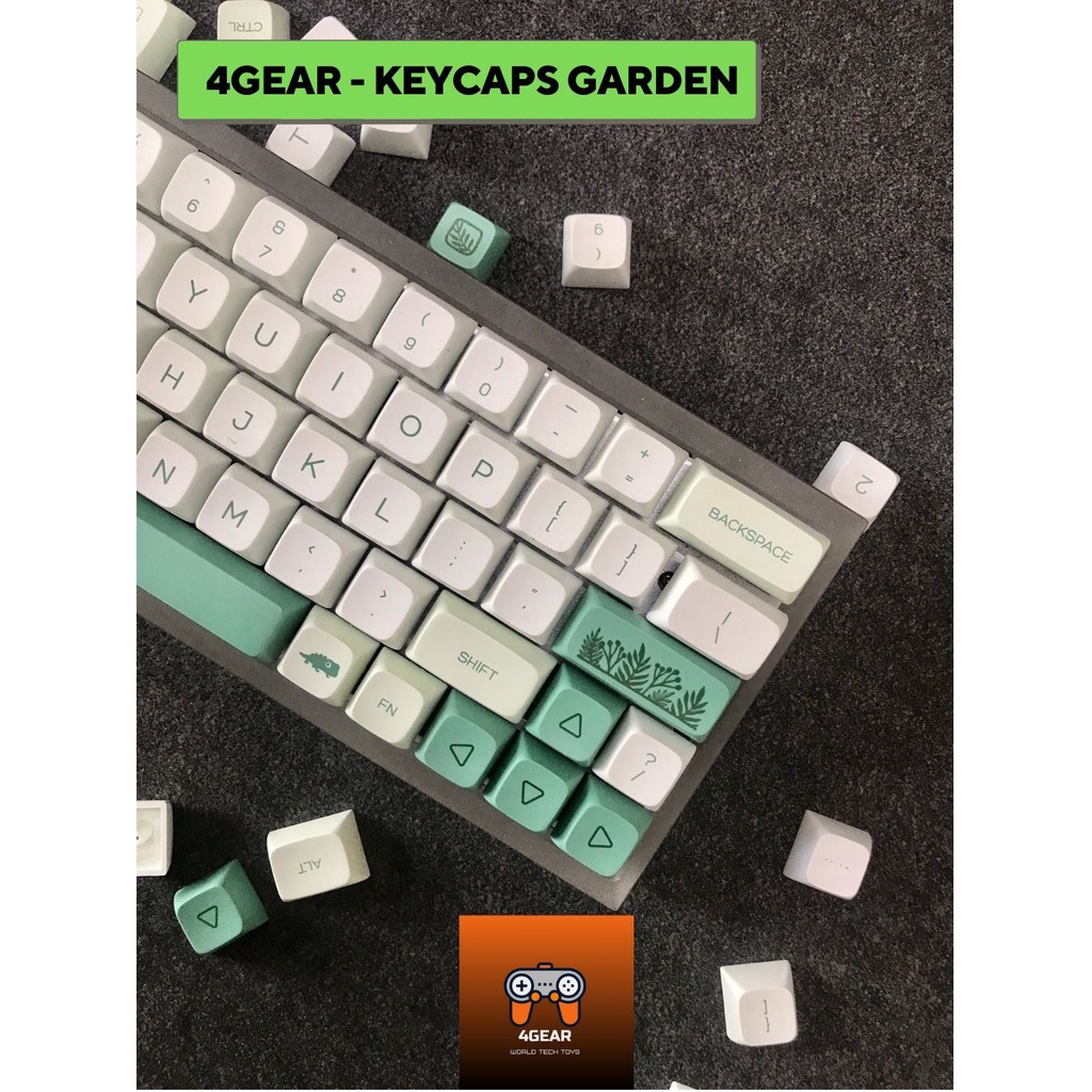 Keycap PBT Matcha Garden XDA in dyesub 142 nút cho bàn phím cơ layout 108/104/98/87/84/75/68/64/61