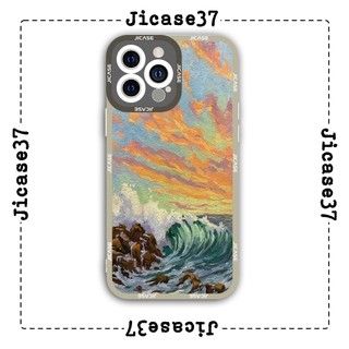 Ốp lưng iphone và samsung xiaomi oppo cạnh vuông Jicase Những con sóng 