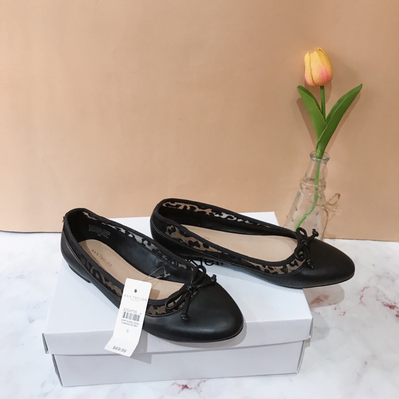 Giày búp bê nữ Ann Taylor xuất Anh nguyên tag - giày bệt nữ mũi tròn đính nơ xinh xắn