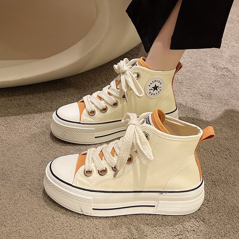 Bán Chạy#Giày Thể Thao Canvas Cổ Cao Đế Dày Phong Cách Mới Mùa Hè Cho Nữ