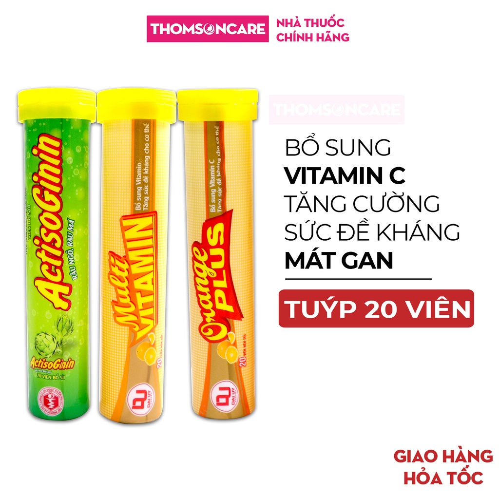 C sủi Đại Uy tăng cường sức đề kháng, bổ sung vitamin C, giảm mệt mỏi, mát gan hương vị thơm ngon - Tuýp 20 viên