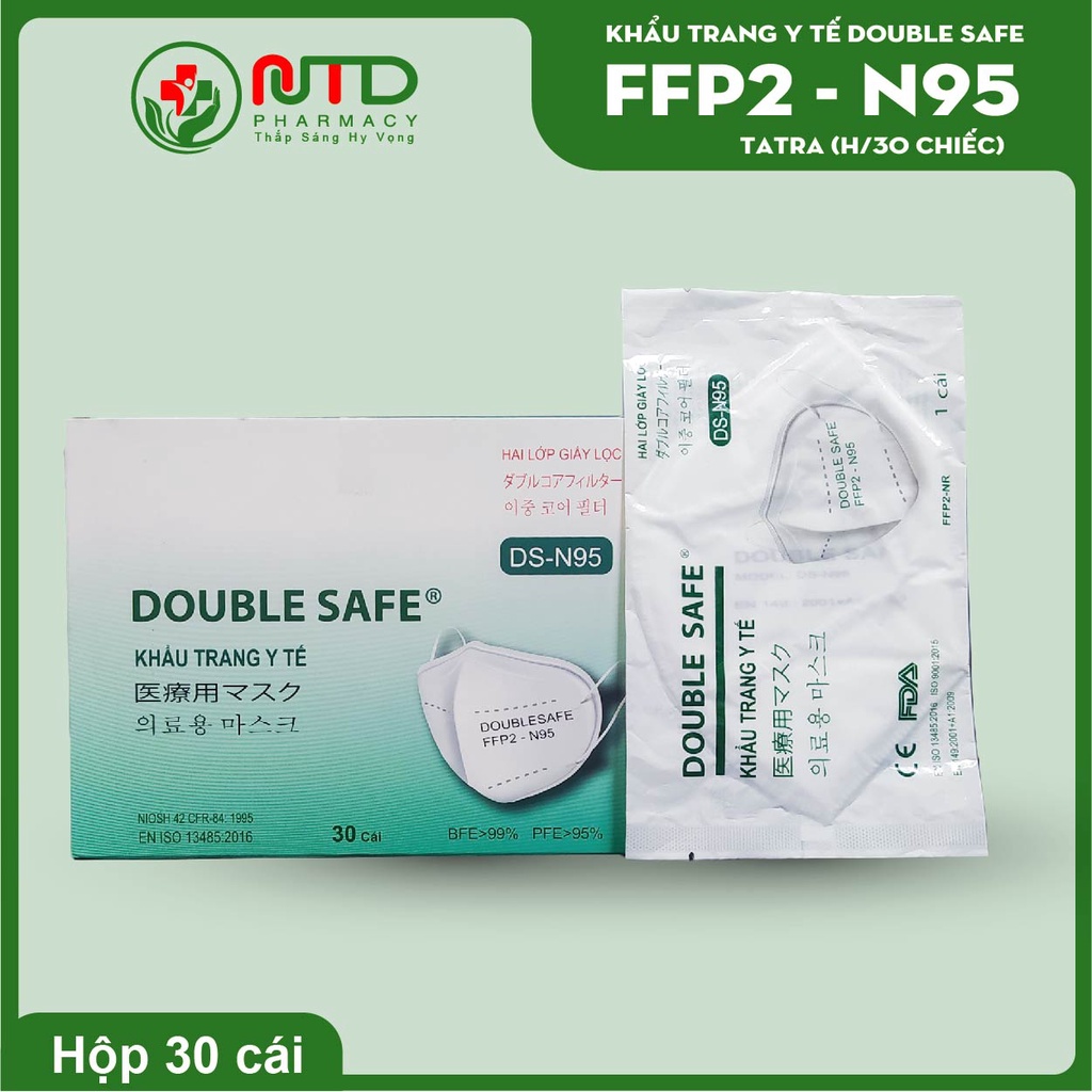 Khẩu trang y tế Double Safe N95 công nghệ Mỹ kháng Khuẩn, bụi mịn tốt hơn 10 lần KF94 và 3D