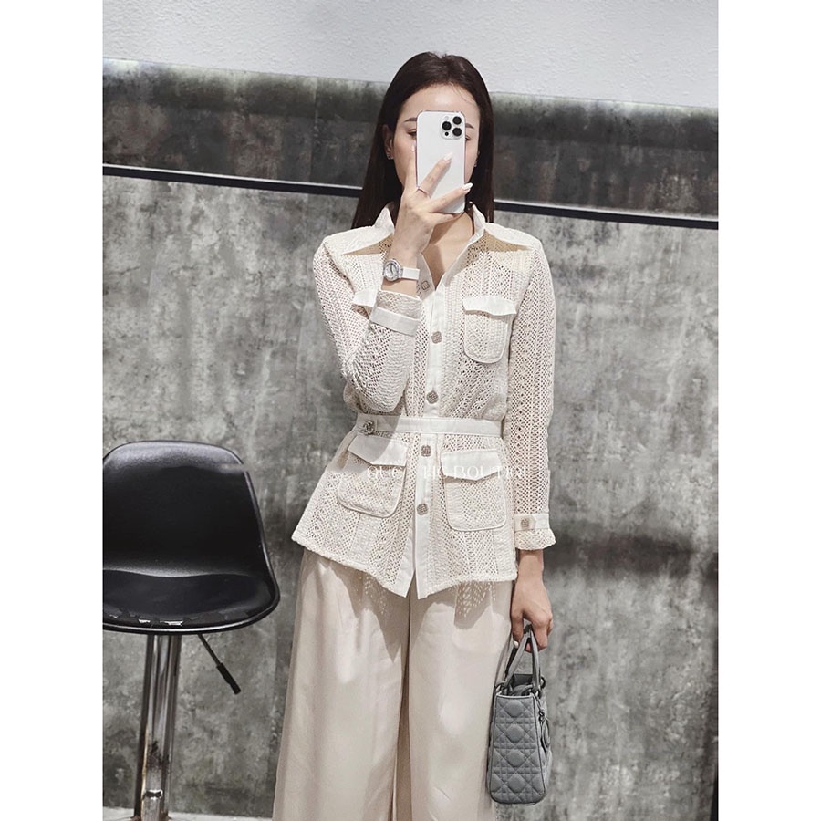 Set Áo Sơ Mi Len Tăm Mix Kèm Quần Ống Suông Hàng Quảng Châu SB3063