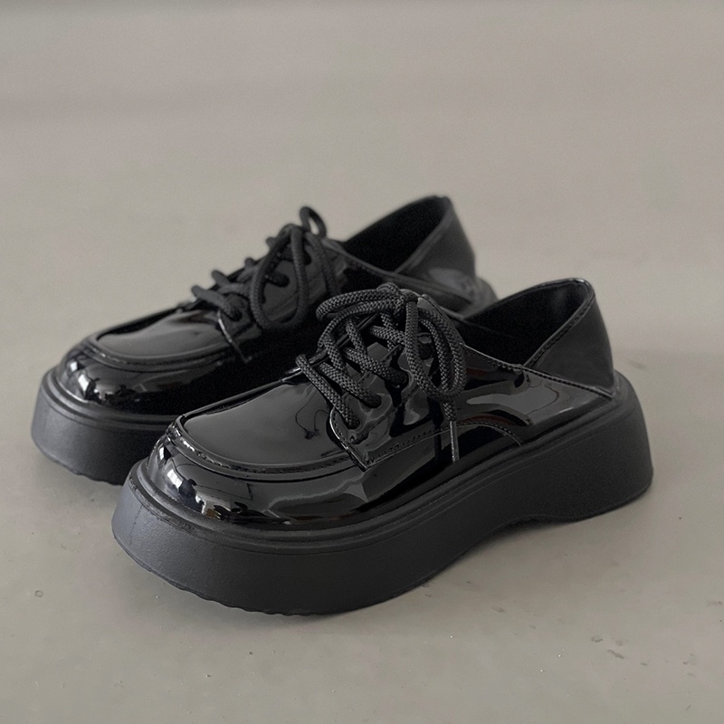 Giày Da Buộc Dây Phong Cách retro Pháp Cho Nữ