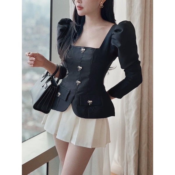 Áo tafta gấm cao cấp đính nơ