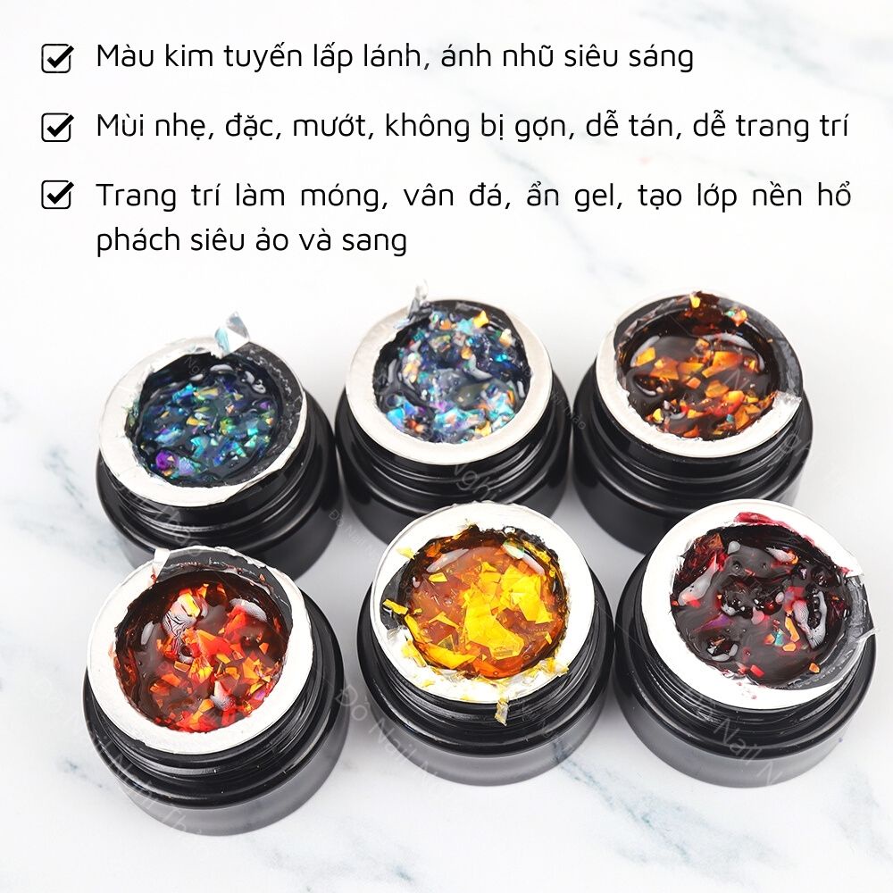 Gel nhũ khổng tước nail huaxi NGHI THẢO set 6 màu