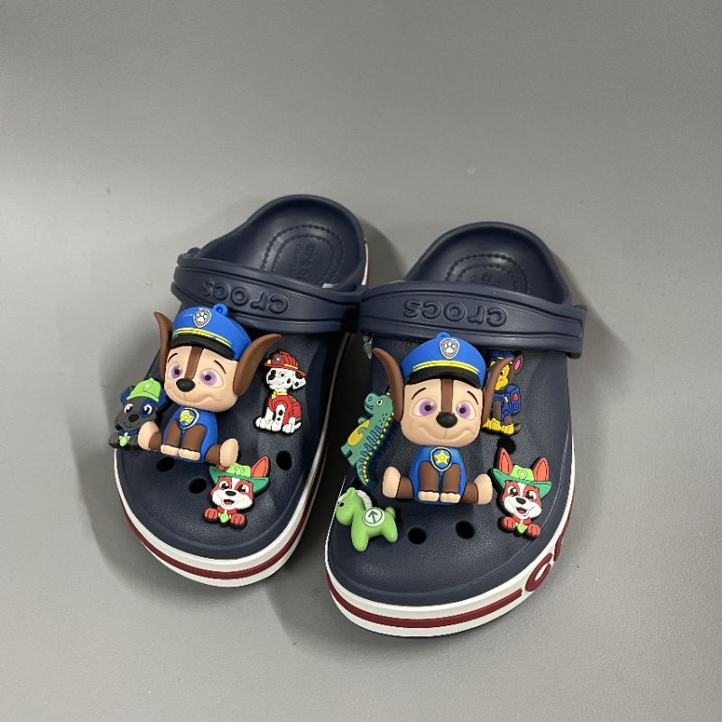 (Tặng 12 sticker)Dép Sục Crocs Baya Xanh Than+ Sticker Cho Bé Trai . Sản Phẩm Cao Cấp, Nhựa Không Mùi . Trống Trơn Trượt