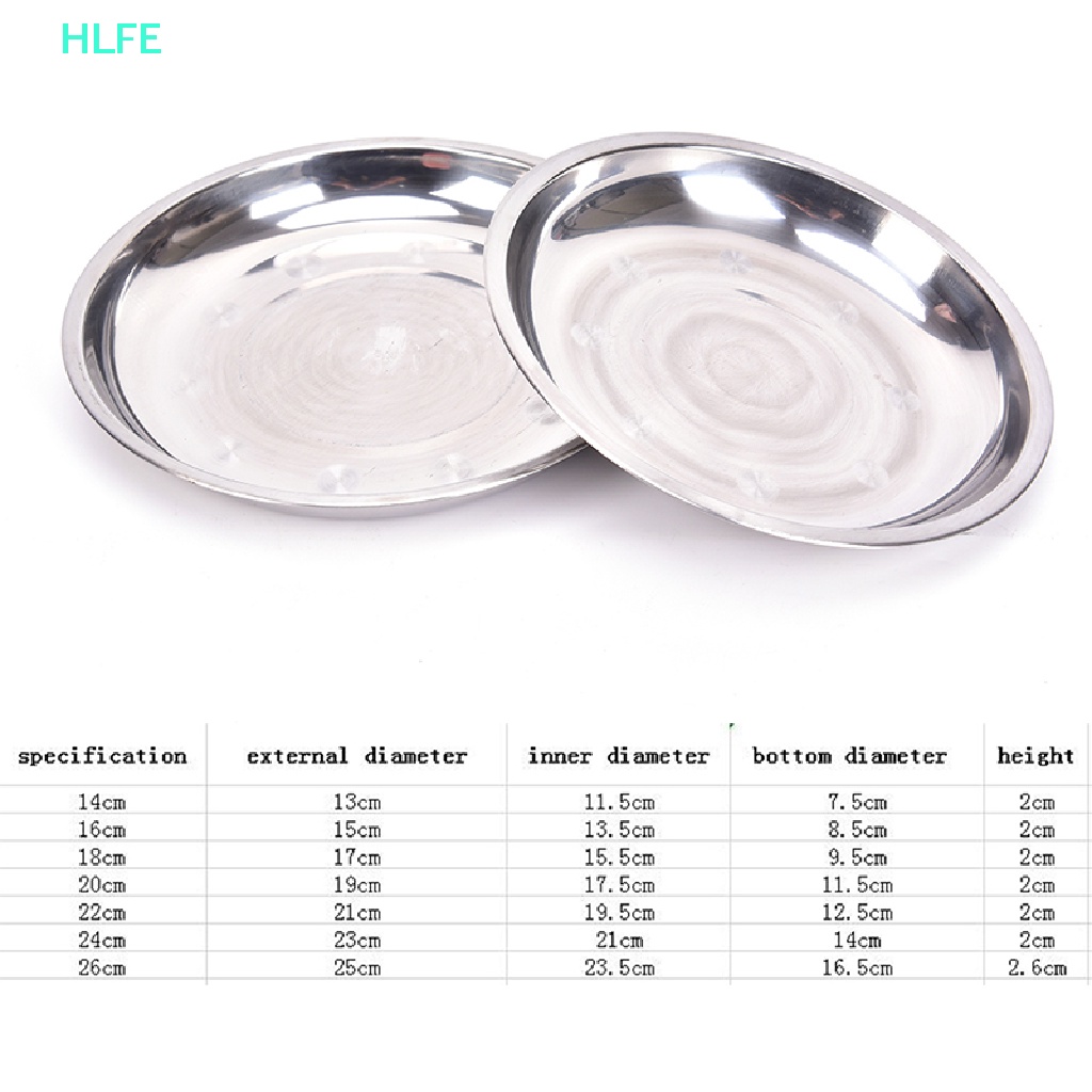 Hl Đĩa Inox Tròn Đường Kính 14-26cm Đựng Thức Ăn Khi Đi Cắm Trại