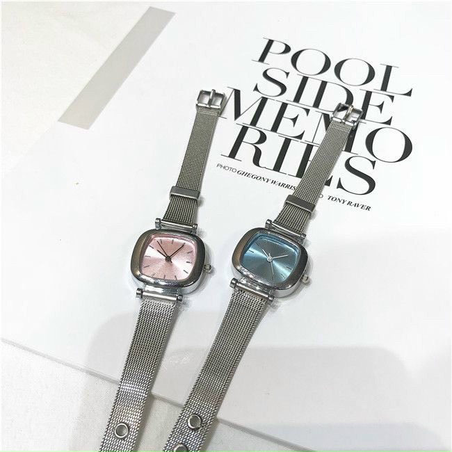 Đồng hồ nữ dây thép cao cấp mặt vuông nhiều màu kiểu dáng Hàn Quốc DH1