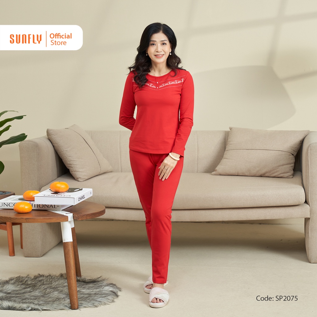 Bộ đồ mặc nhà nữ cotton SUNFLY áo dài tay, quần dài SP1963 - SP2075- SP2083