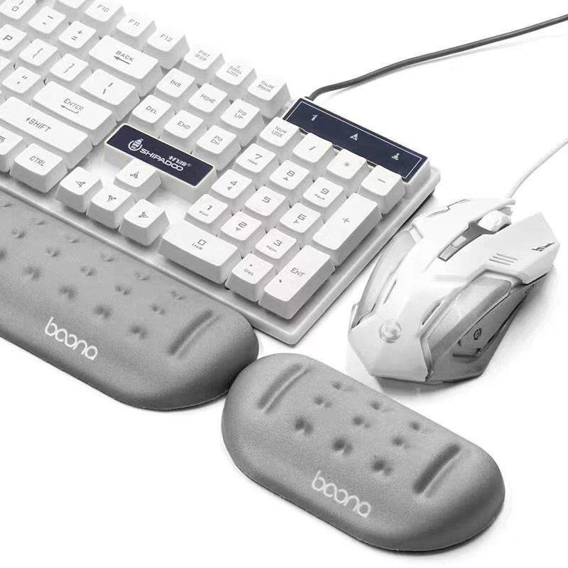 Kê tay bàn phím, chuột máy tính chống mỏi cổ tay Baona kiêm miếng đệm kê bằng silicon bàn di chuột êm mềm đỡ trai cổ tay