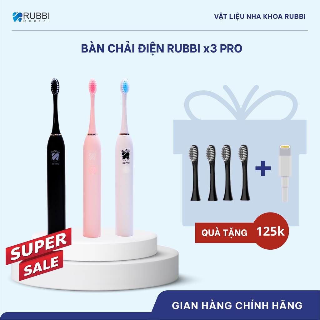 Bàn chải đánh răng điện RUBBI X3 PRO - Máy đánh răng tự động công nghệ Châu Âu cho bé