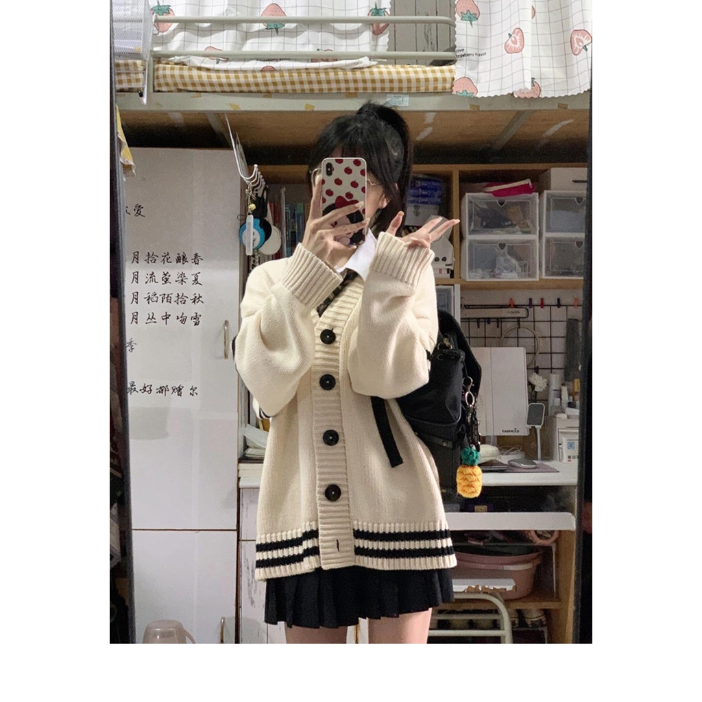 Áo khoác cardigan màu xám tay phồng -9106