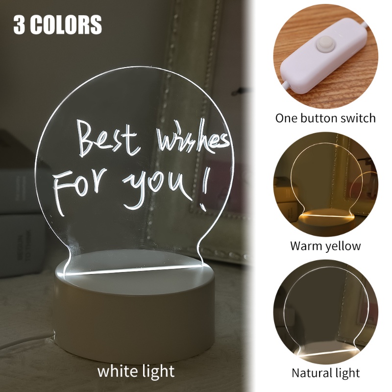 Bảng Ghi Chú Bằng Acrylic Có Đèn LED Và Cổng Sạc USB Cho Phòng Ngủ Trẻ Em