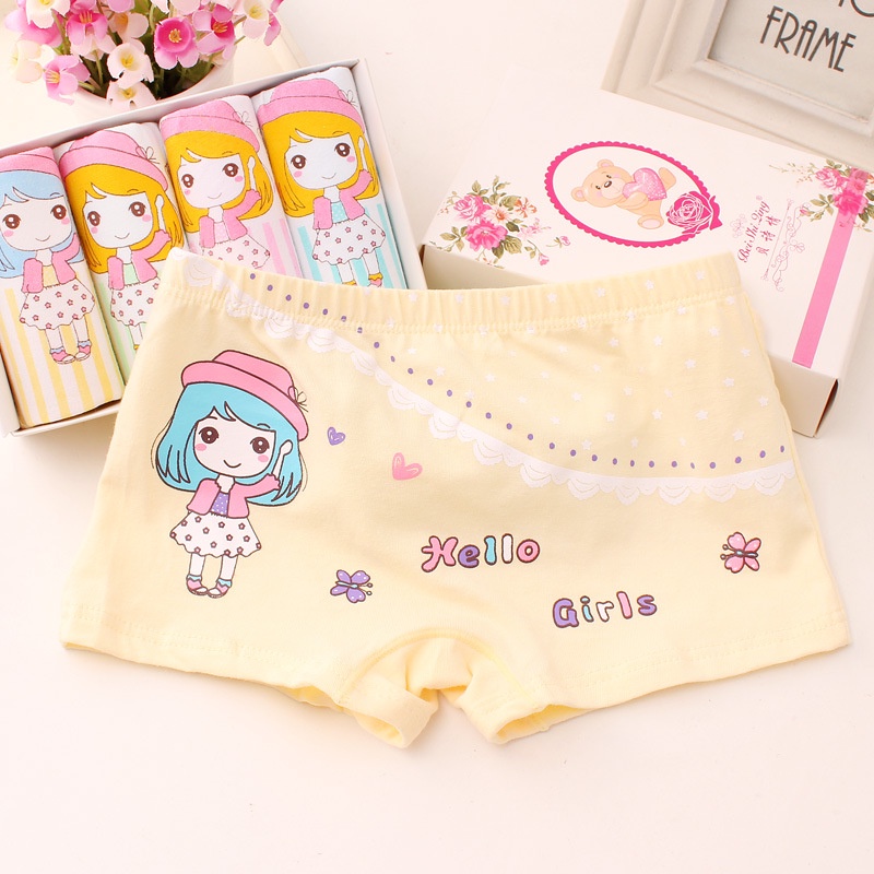 Đồ lót, quần chip đùi bé gái cotton thoáng khí, mềm mịn Hello Girl cho bé từ 9kg đến 38kg