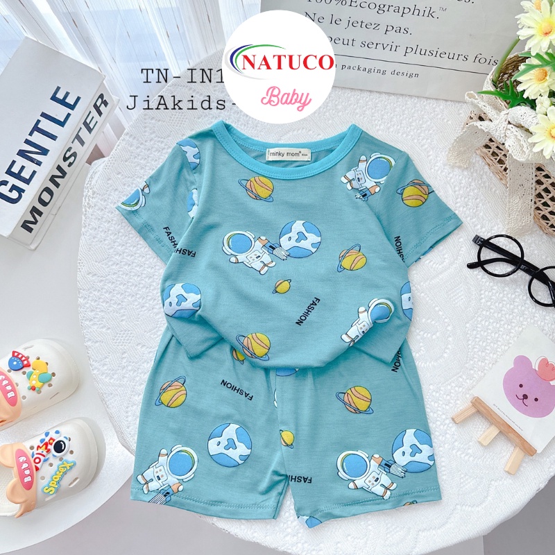 [Bé 8-27kg] Bộ Cộc Tay Cho Bé Trai Bé Gái Từ 0-7 Tuổi Vải Thun Lạnh Dáng Ôm Body Hiệu Minky Mom -Mã: TN-IN135
