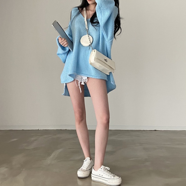 Áo Sweater Cổ Chữ V Phong Cách Retro Thời Trang Hàn Quốc