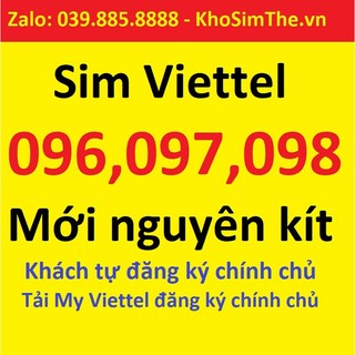 Sim viettel nguyên kít chưa đăng ký thông tin, sim 0đ. đầu 03, 086, 09