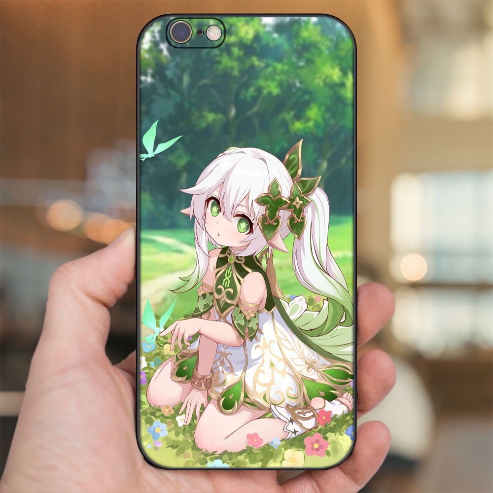 Ốp lưng iPhone 6, 6s dẻo đen cạnh vuông in hình Nahida Genshin Impact